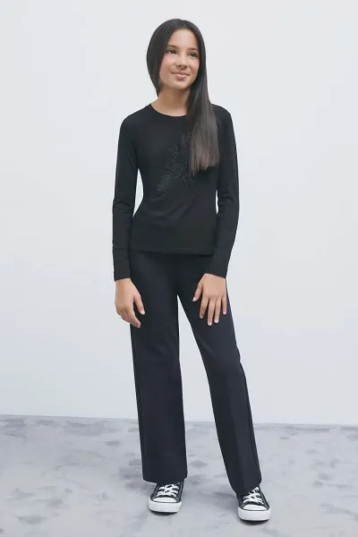 Pantaloni dritti in punto stoffa