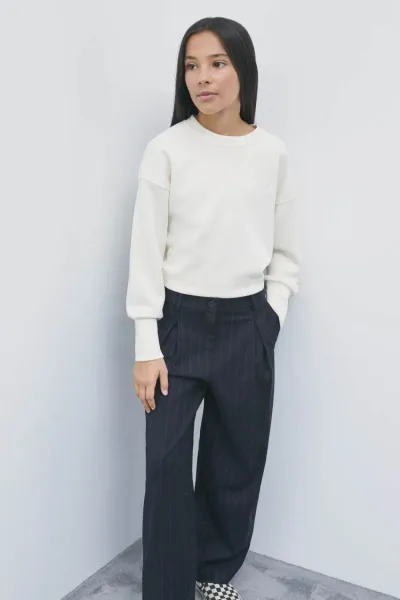 Pantaloni fluidi gessati con pinces