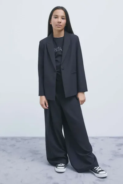Pantaloni palazzo in sablé con pinces