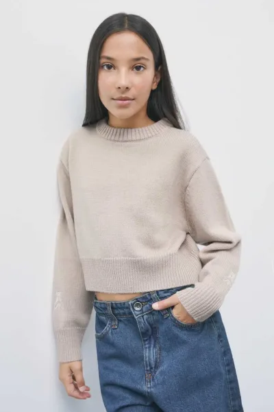 Maglia cropped in misto lana