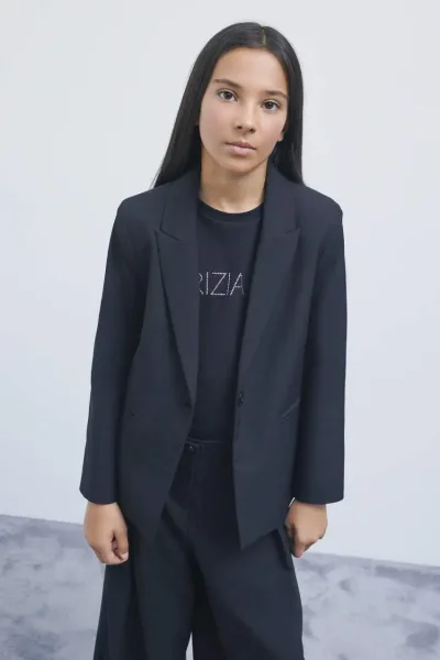 Blazer a un bottone in sablé stretch